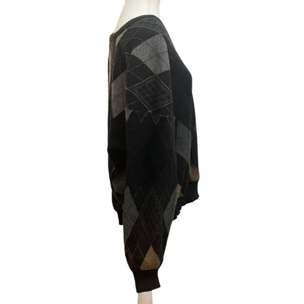 The Italian‎ Sweater Co Black Gray Preppy Academia Pull Over Casual  Sweater L